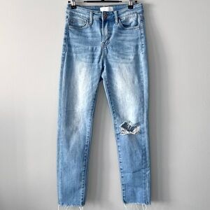 Vervet by Flying Monkey High Rise Straight Leg Jeans Raw Hem Light Wash Size 25